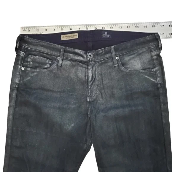AG The Absolute Legging Coated 32R (Meas 32x29.5 9" Mid Rise) Metallic Jeans A19 - Picture 3 of 11